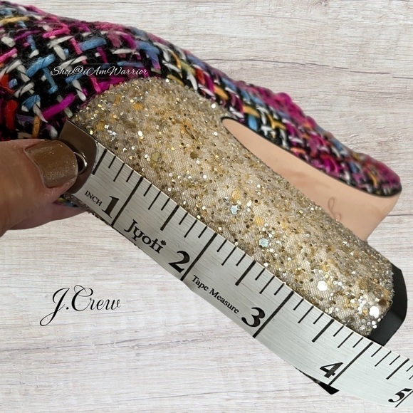 J.Crew magenta mixed tweed glitter block heels with ribbon toe bow - Picture 13 of 17
